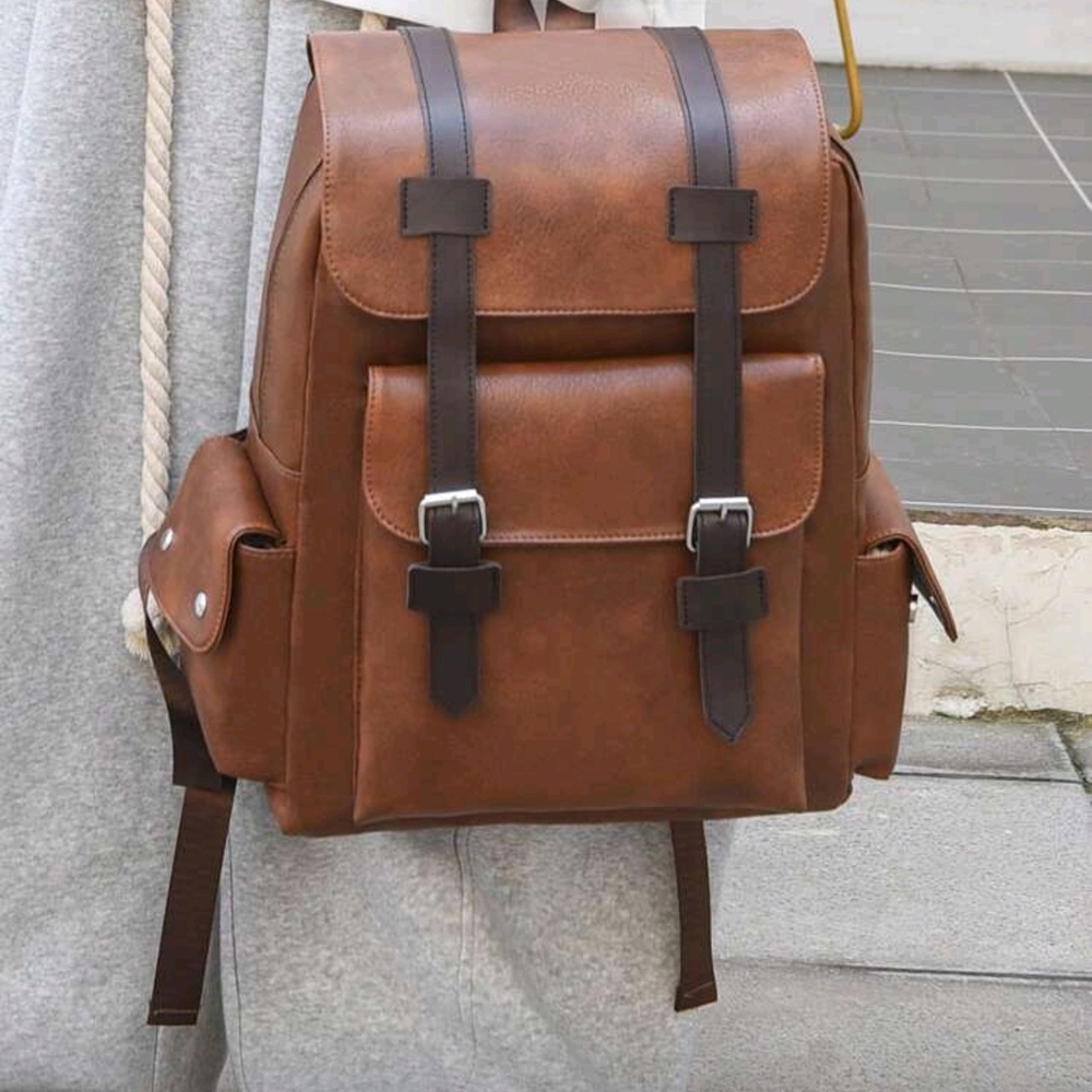Brown Leather Backpack for Men